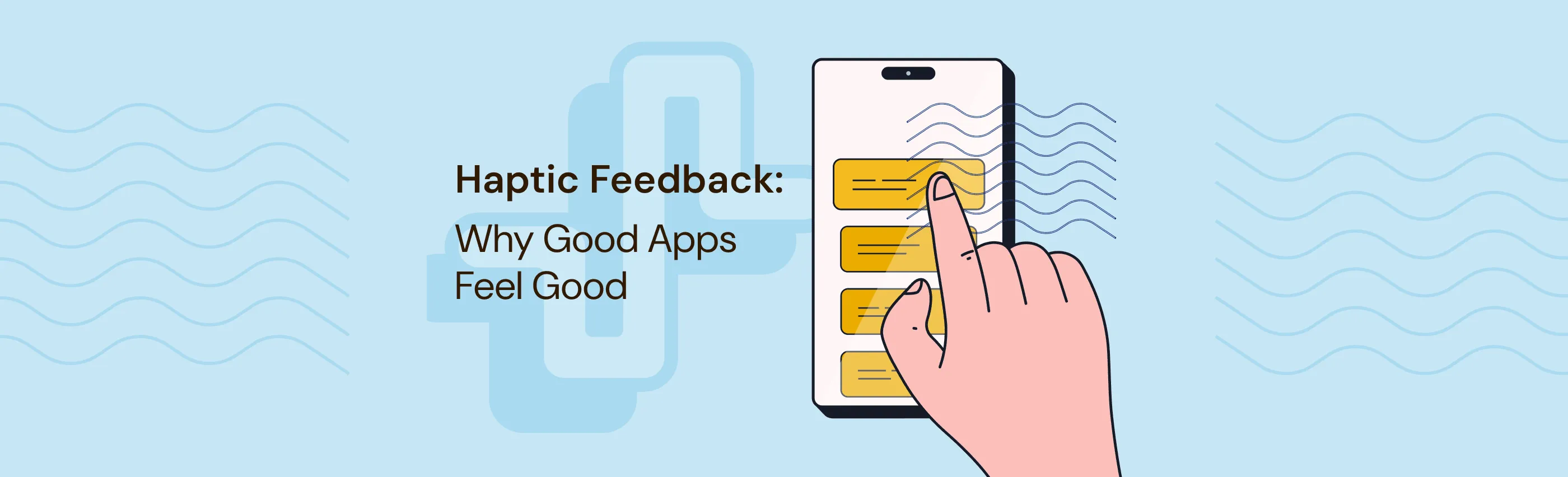 Haptic Feedback cover with a hand tapping a phone